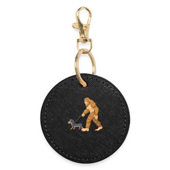 Bigfoot Walking Dachshund Tee - Round Keyring - black - Front