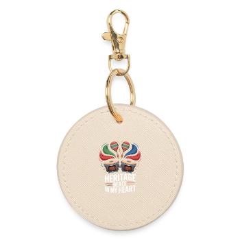 Heritage Beats In My Heart Bongo Maracas Culture - Round Keyring - oyster - Front
