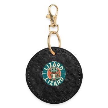 Lizard Meme Funny Weirdcore Vibes - Round Keyring - black - Front