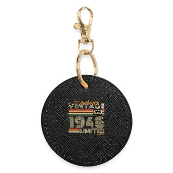 Original 1946 Vintage Anniversaire Rétro - Porte-clés rond - noir - Devant