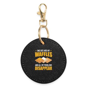 Gaufres Crêpes Petit déjeuner Boulangerie Costume - Porte-clés rond - noir - Devant