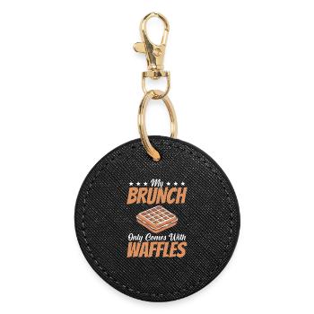 Frühstückswaffeln Waffel Geschenk Bäckerei - Runder Schlüsselanhänger - Schwarz - Vorne