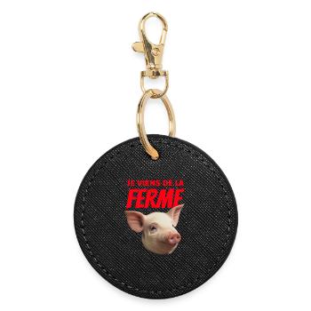 I come from Tête de Cochon Farm - Round Keyring - black - Front
