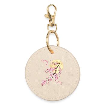 Pleine lune avec fleur de cerisier - Porte-clés rond - huître - Devant