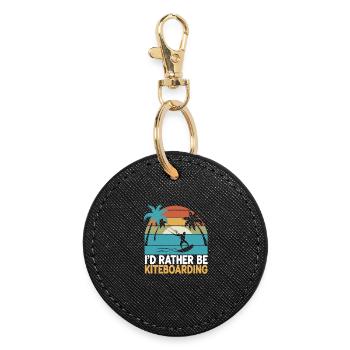 Prefer Kiteboarding Palm Trees Sunset - Round Keyring - black - Front
