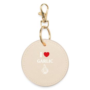 I Love Garlic T-Shirt - Round Keyring - oyster - Front