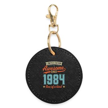 Awesome Since 1984 - Round Keyring - black - Front