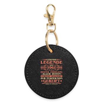 1961 Vintage Born Vintage 65th Birthday - Round Keyring - black - Front