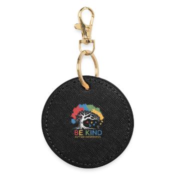 Be Kind Autism Awareness Tree Puzzle - Round Keyring - black - Front