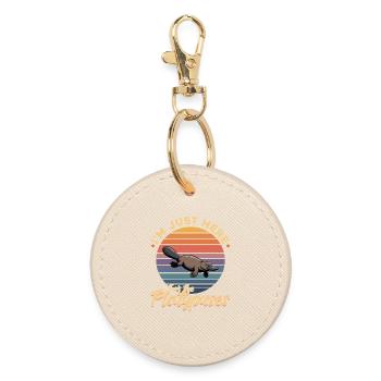 Funny aesthetic Kawaii Platypus - Round Keyring - oyster - Front