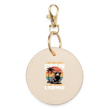 Funny aesthetic Kawaii Platypus - Round Keyring - oyster - Front