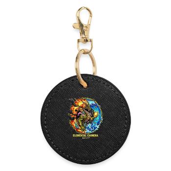 Elemental Chimera | Dragon of the 3 Elements - Round Keyring - black - Front
