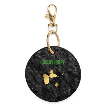 T-shirt Guadeloupe carte dorée Antilles - Porte-clés rond - noir - Devant