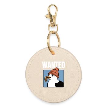 Wanted: French Fries Seagull - Round Keyring - oyster - Front