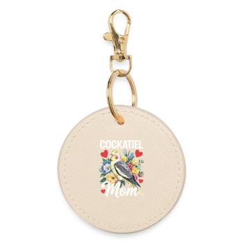 Cockatiel Mom Bird Flowers Heart - Round Keyring - oyster - Front