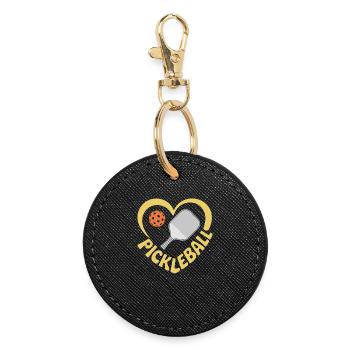 Heart Pickleball Paddle - Round Keyring - black - Front