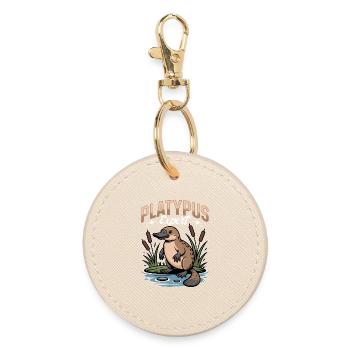 Funny aesthetic Kawaii Platypus - Round Keyring - oyster - Front