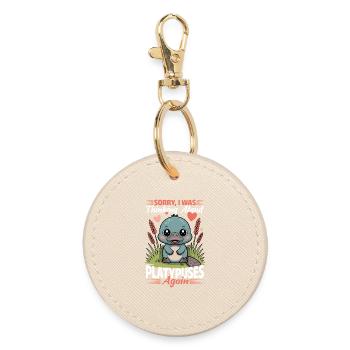 Funny aesthetic Kawaii Platypus - Round Keyring - oyster - Front
