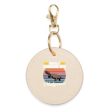 Funny aesthetic Kawaii Platypus - Round Keyring - oyster - Front