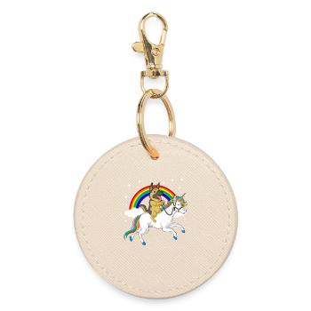 Berger allemand chevauchant une licorne - Porte-clés rond - huître - Devant