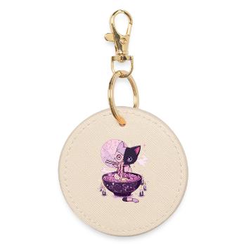 Kawaii Goth Pastel Chat Zombie Ramen - Porte-clés rond - huître - Devant