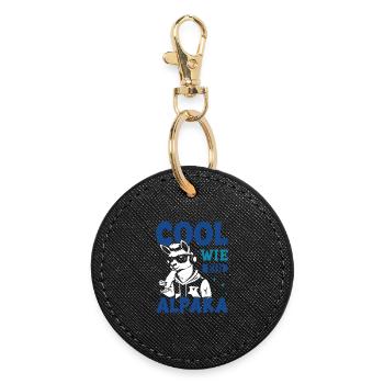Alpaca Fan COOL AS AN ALPACA Llama Funny - Round Keyring - black - Front