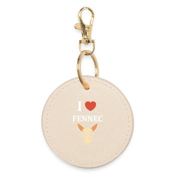 I like Fennec Cartoon - Round Keyring - oyster - Front