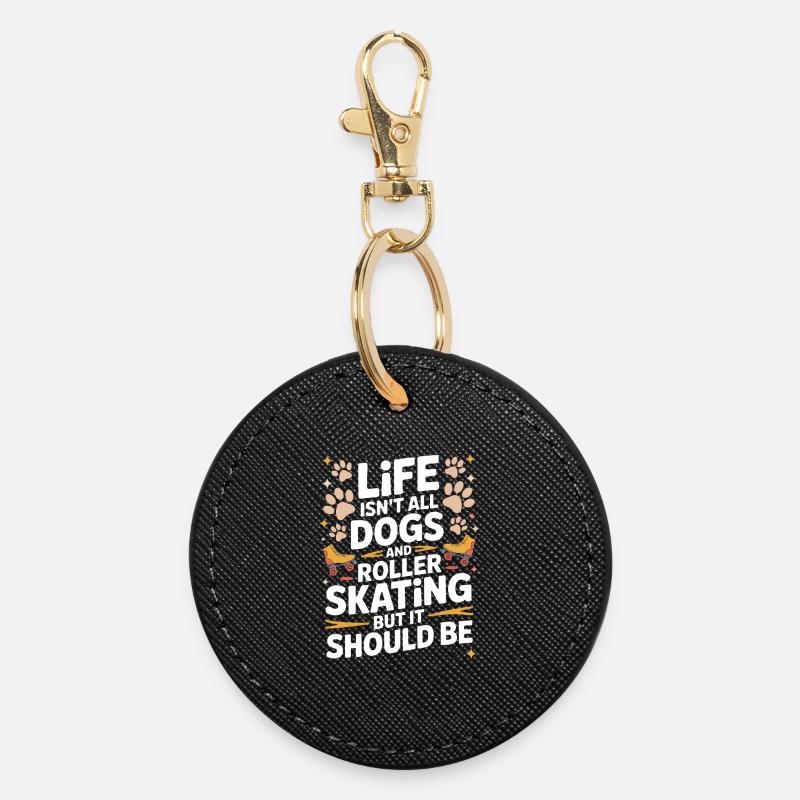 Roller Skating Saying Cats Joke Skating Gift - Round Keyring - black