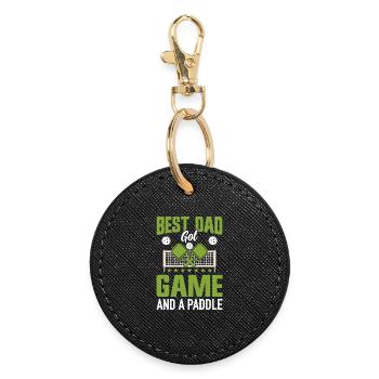 Pickleball Papa Vater Paddleball Dad - Round Keyring - black - Front