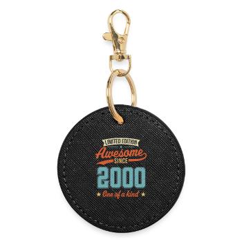 Awesome Since 2000 - Round Keyring - black - Front