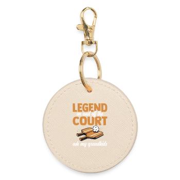 Pickleball Legend Grandpa Grandson Paddle Ball Player - Round Keyring - oyster - Front