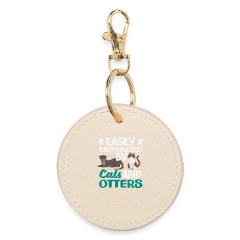 Sea Otter Cartoon Cats - Round Keyring - oyster - Front