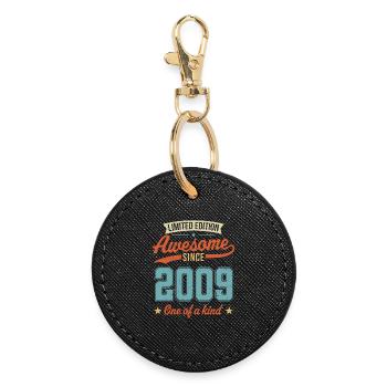 Awesome Since 2009 - Round Keyring - black - Front