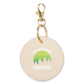I like trees that hold their mouths irony saying - Round Keyring - oyster - Front