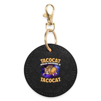 Tacocat Spelled Backward Is Tacocat - Round Keyring - black - Front