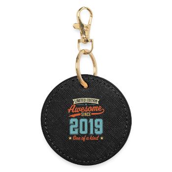 Awesome Since 2019 - Round Keyring - black - Front