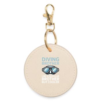Diving Saying Brother Funny Diving Gift - Round Keyring - oyster - Front