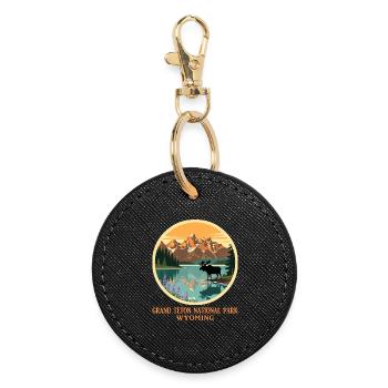 Grand Teton National Park Shirt Wyoming USA - Round Keyring - black - Front