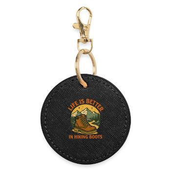 Hiking Boots Hikers - Round Keyring - black - Front