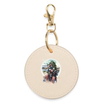 Medieval Knight Warrior King Horse Kids - Round Keyring - oyster - Front