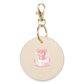 Kawaii Pastel Goth Patched Bear - Porte-clés rond - huître - Devant