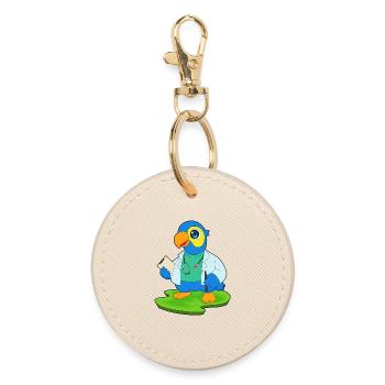 Parrot Doctor Stethoscope - Round Keyring - oyster - Front