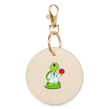 Turtle Doctor Stethoscope - Round Keyring - oyster - Front