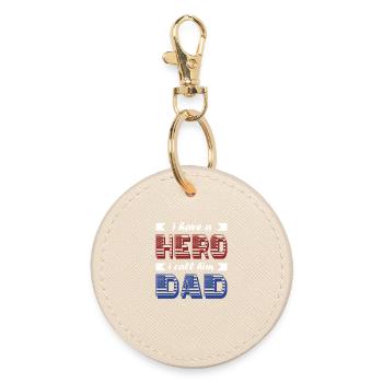 Father Husband the best dad in the world - Round Keyring - oyster - Front