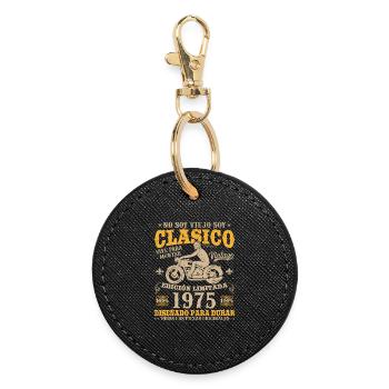 1975 Vintage Retro Birthday Gift - Round Keyring - black - Front