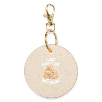 Pierogi Saying Polish Funny Pierogi Gift - Round Keyring - oyster - Front