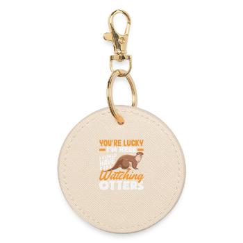 Loutre de mer Heureuse que je sois là - Porte-clés rond - huître - Devant