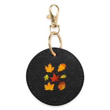 Feuilles d’automne - Porte-clés rond - noir - Devant