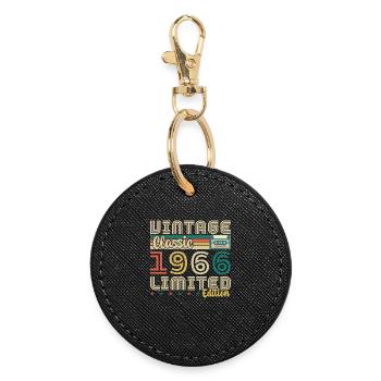 60 Ans 1966 Vintage Rétro Cadeau D'anniversaire - Porte-clés rond - noir - Devant