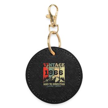 60 Ans 1966 Vintage Rétro Cadeau D'anniversaire - Porte-clés rond - noir - Devant
